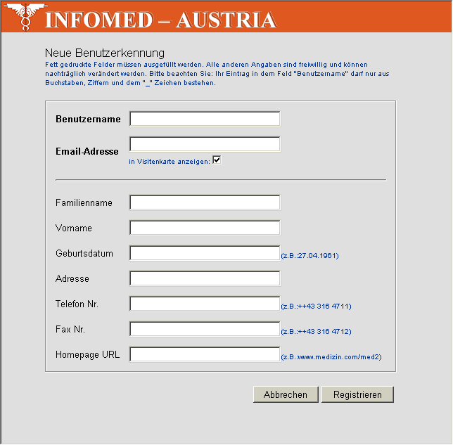 Neue Benutzerkennung