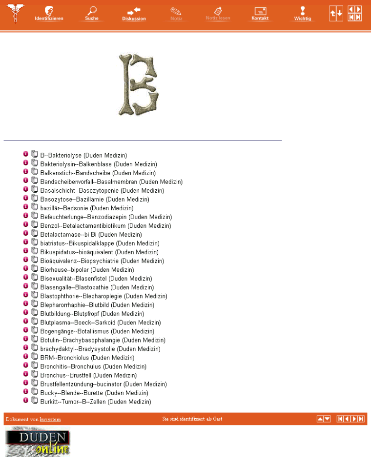 Das Medizinische W�rterbuch, Buchstabe B