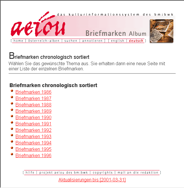 Briefmarken chronologisch sortiert