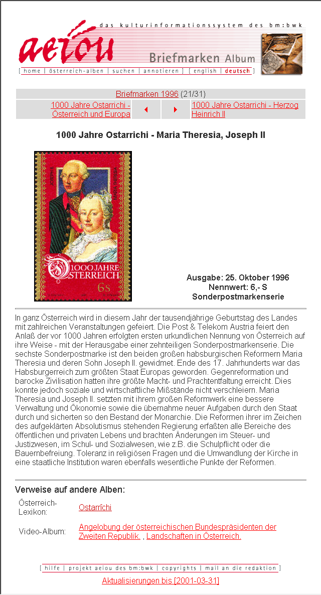 1000 Jahre Ostarrichi - Maria Theresia, Joseph II