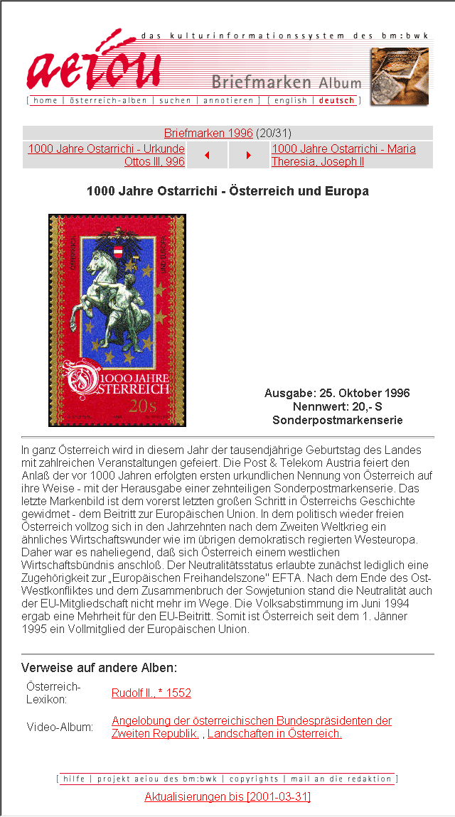 1000 Jahre Ostarrichi - �sterreich und Europa