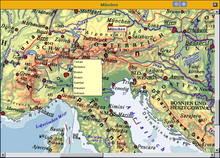 Vernetzung zwischen Karten und Lexikon