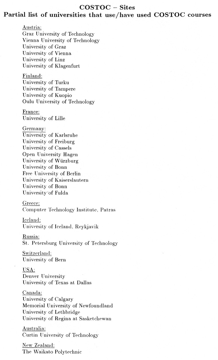 COSTOC-sites