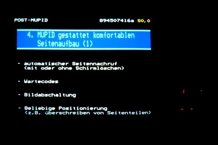 BTX MUPID, Seitenaufbau