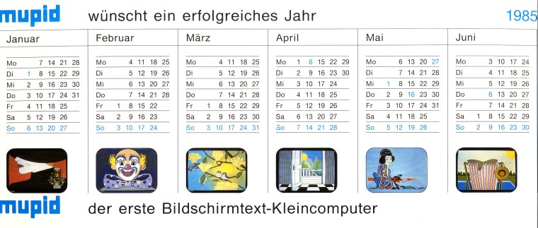 Mupid Kalender 1985